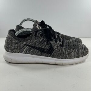Nike Free RN‎ Flyknit 2016 Oreo Black White Running Shoes 831070-100 women's 10